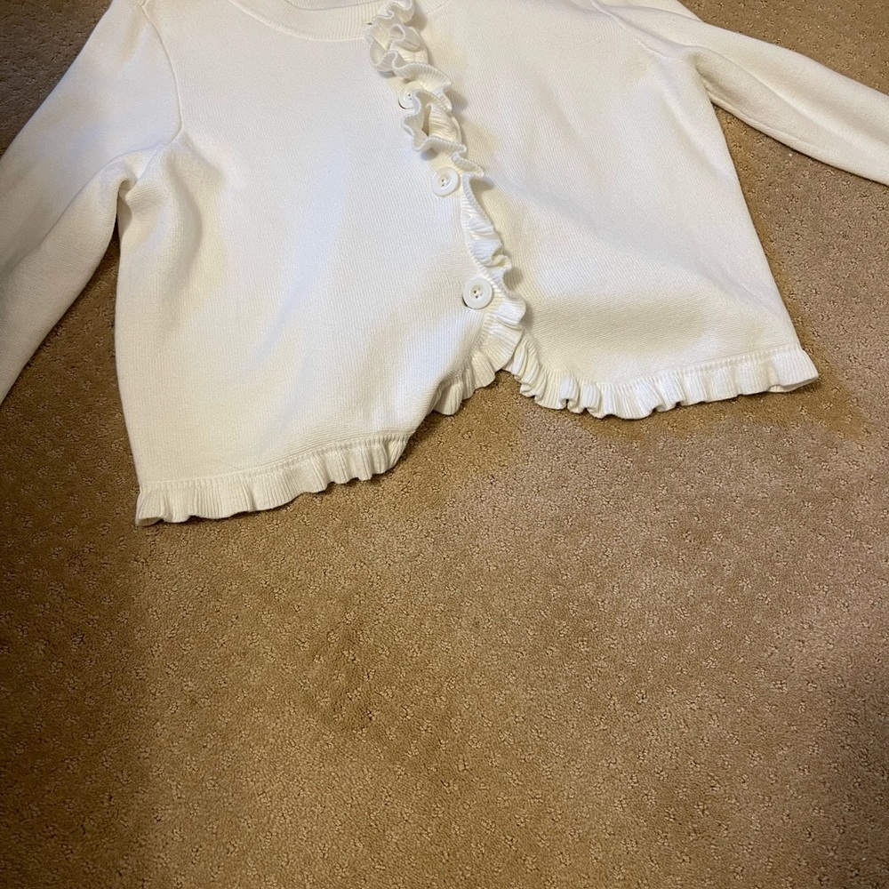 Ann Taylor ruffled large  button scalloped Cardigan